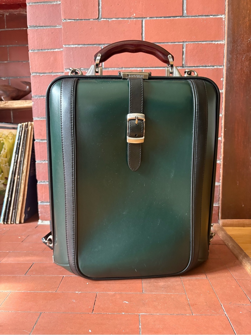 Green Japanese Leather Briefcase Backpack Bag